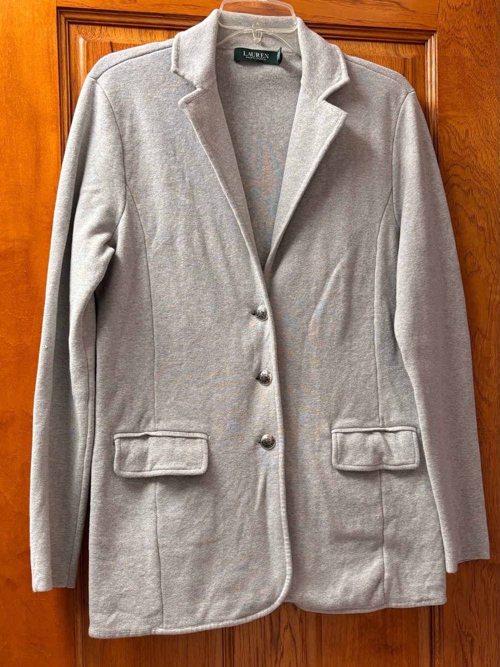 Lauren Ralph Lauren Light Gray Jersey Knit 3-button Blazer Jacket Sz XL